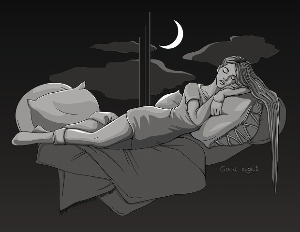 女性　睡眠　イラスト